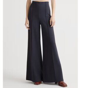 Quince Ultra-Stretch Ponte Super Wide Leg Pants-Navy, Size L